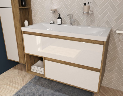 Тумба подвесная под умывальник Monaсo Wood 1000х480 2 ящика (ШхГхВ) 998х476х607