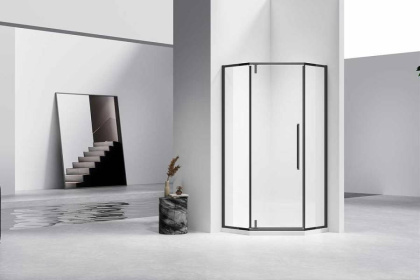 Душевой уголок Slim-N VSP-4SN900CLB, 900*900, черный, стекло прозрачное