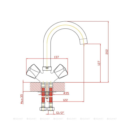 Смеситель для раковины Agger Retro-S A1801100 Смеситель для раковины Agger Retro-S A1801100