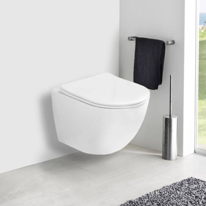 Унитаз подвесной Globo VT1-14SMW безободковый, цвет матовый белый, ультратонкое сиденье soft-close Унитаз подвесной Globo VT1-14SMW безободковый, цвет матовый белый, ультратонкое сиденье soft-close