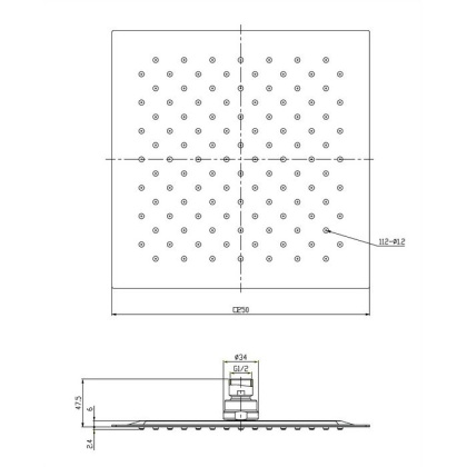 Верхний душ OMNIRES 25х25 см WGU225/KCR (хром)