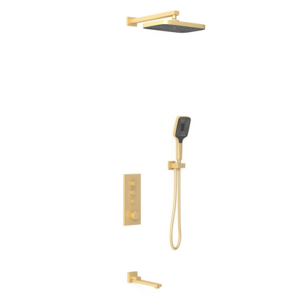 Душевой комплект VSFW-433T1BG встраиваемый, термостатический, 3 режима, брашированное золото