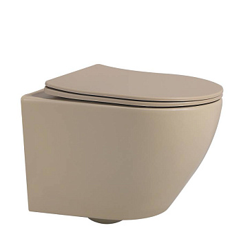 Подвесной унитаз Abber Bequem AC1100MBB бежевый матовый с микролифтом Подвесной унитаз Abber Bequem AC1100MBB бежевый матовый с микролифтом