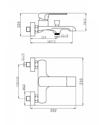 Agger Magic A3010000 Однозахватный смеситель для ванны/душа. Хром
