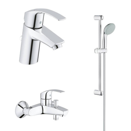 Комплект смесителей с душем Grohe Eurosmart 124446 хром Комплект смесителей с душем Grohe Eurosmart 124446 хром
