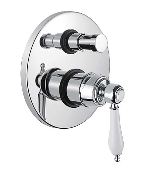 APHRODITE-VDIM2-02-Bi Встраиваемый однорычажный смеситель для душа с переключателем, исполнение бронза, ручки белые