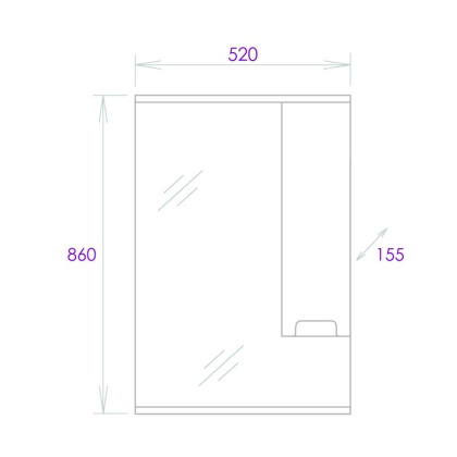 Шкаф-зеркало Onika Харпер 52 белый глянцевый, правый, с подсветкой Шкаф-зеркало Onika Харпер 52 белый глянцевый, правый, с подсветкой