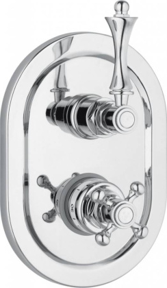 MARGOT-VDIM2-T-02-Bi Встраиваемый термостатический смеситель на 2 выхода, с девиатором Исполнение: Бронза, Ручки: Белая 