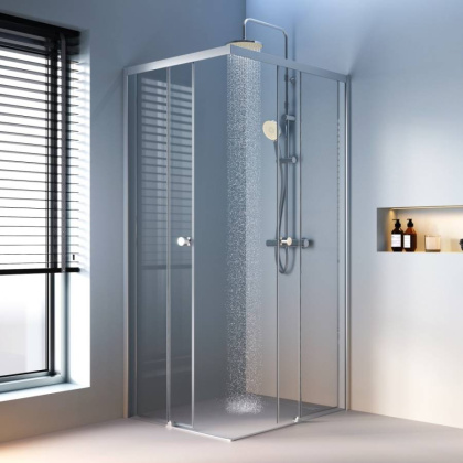 W94G-403-10080-MТ Душевое ограждение X-Joy Square Slide 100х80, мат Хром, прозрачное