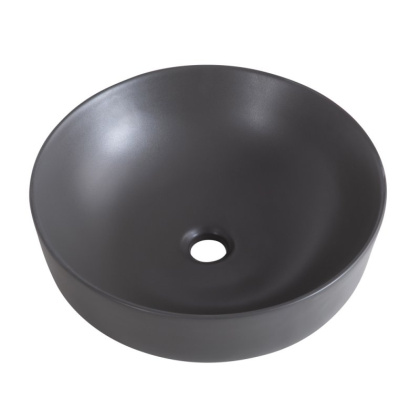 Раковина накладная керамическая, круглая, серая матовая, BB1315-H311, 410x410x130