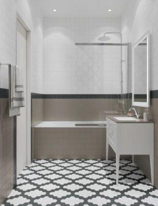 Декор AD\A656\MM Агуста белый черный (29,8см*29,7см*6,9мм) (8шт/0,72м2) матовая, шт