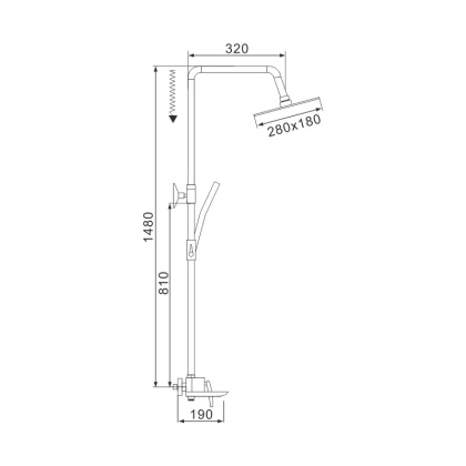 Душевая система латунь черный R2736H Душевая система латунь черный R2736H
