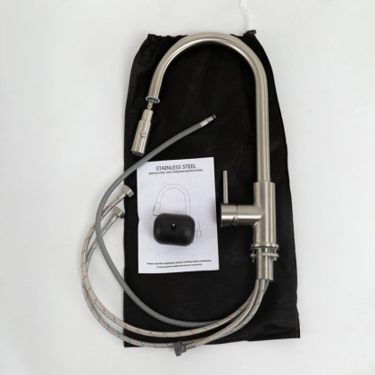 Смеситель для кухни с выдвижным изливом, двухрежимный, нержавеющая сталь, исполнение сатин BB-LAM31B-IN