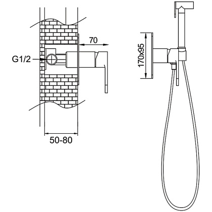 Гигиенический душ со смесителем Rose R205, хром