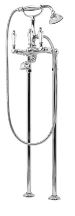 DIAMOND-VDP-01-Sw-N Напольный смеситель для ванны с ручным душем Исполнение: Хром, Ручки: Swarovski Nero 