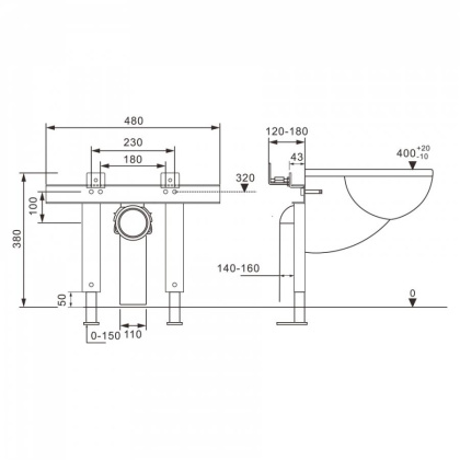 Инсталляция ABBER AC0102P для подвесного биде и унитаза с импульсным смывом