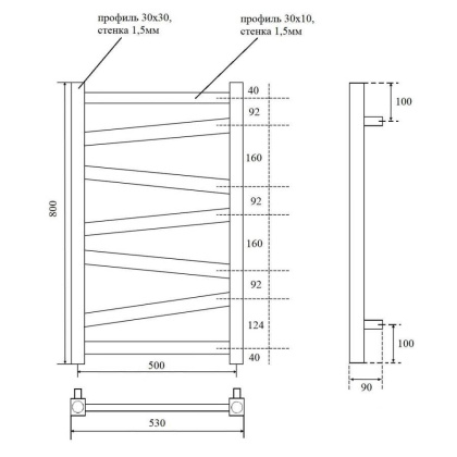 Полотенцесушитель электрический Point Феникс PN15158BE П7 500x800 левый/правый, черный Полотенцесушитель электрический Point Феникс PN15158BE П7 500x800 левый/правый, черный