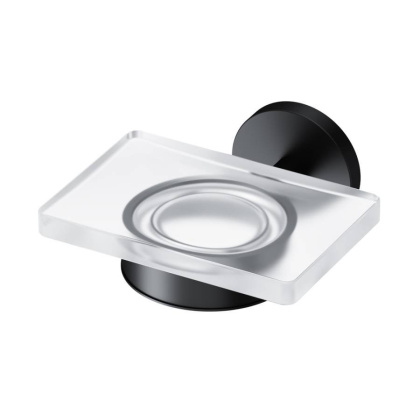 A85A34222 X-Joy, Стеклянная мыльница с настенным держателем, черный A85A34222 X-Joy, Стеклянная мыльница с настенным держателем, черный