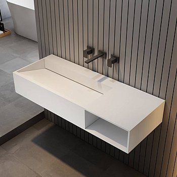 Тумба с раковиной ABBER Stein AS2640-1.0 R подвесная, белая матовая Тумба с раковиной ABBER Stein AS2640-1.0 R подвесная, белая матовая