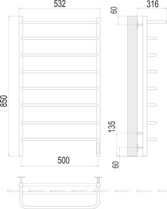 Полотенцесушитель Terminus Полка П8 500х850 электро Полотенцесушитель Terminus Полка П8 500х850 электро