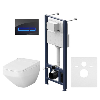 IS450A38.CCC50A Инст с клавишей Touchless Pro стекло, черн. с подвесным унитазом Inspire V2.0 FlashClean с эл биде