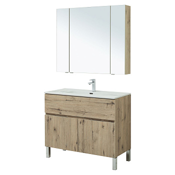 Мебель для ванной Aquanet Алвита New 100 1 ящик, 2 дверцы, дуб веллингтон белый Мебель для ванной Aquanet Алвита New 100 1 ящик, 2 дверцы, дуб веллингтон белый