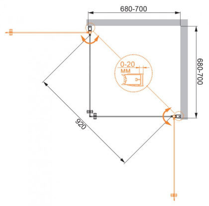 ELENA-W-A-2-90-P-Cr Душевой уголок