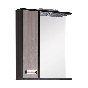 Шкаф-зеркало Onika Гамма 58 ясень шимо/венге, левый, с подсветкой Шкаф-зеркало Onika Гамма 58 ясень шимо/венге, левый, с подсветкой