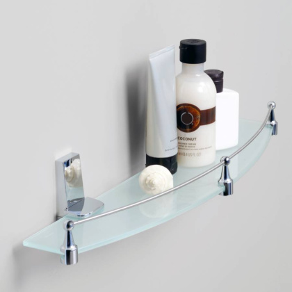 Полка стеклянная с бортиком, 50х7,8х12,5 см, хром, K-6044