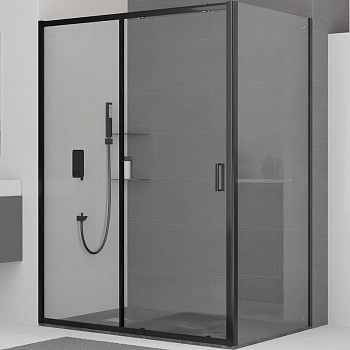 Душевой уголок 160*100*185 RGW CL-48B (CL-14B + Z-050-1B) Прямоуг./Чёрный/Прозрачное/5 мм (Easy)