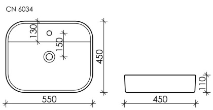 Умывальник чаша накладная прямоугольная Element 550*450*110мм Умывальник чаша накладная прямоугольная Element 550*450*110мм