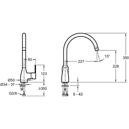 Смеситель E21151-CP Jacob Delafon  Marie  Хром Для кухонной мойки Поворотный, шт