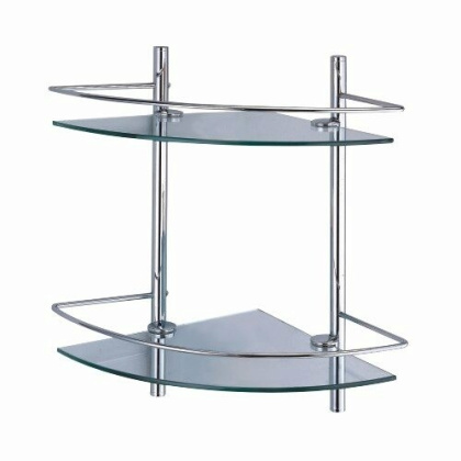 Полка стеклянная двойная, 30,5х42х30,5 см, хром, K-3122