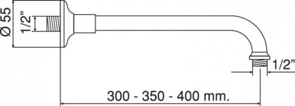 CZR-U-TDA-30-02 Кронштейн для душа, 32 см, круглое сечение, исполнение бронза
