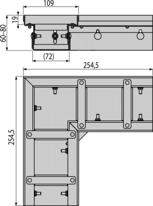 Дренажный угловой желоб 100 мм регулируемый, нержавеющая сталь