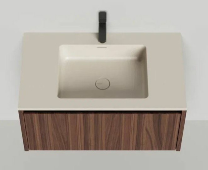 Подвесная тумба Domino 800, шпон, под встраиваемую раковину, гладкий фасад