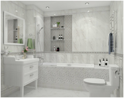 Плитка настенная 6343 Гран Пале белый (25см*40см*8мм) (11шт/1,1м2) , м2