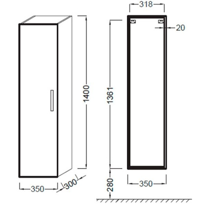 Шкаф-пенал Jacob Delafon Ola EB396-J5 белый лак, шт
