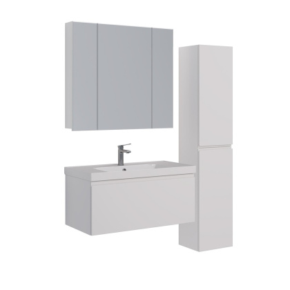Шкаф зеркальный Lemark UNIVERSAL 90х80см 3-х дверный, цвет корпуса: Белый глянец Шкаф зеркальный Lemark UNIVERSAL 90х80см 3-х дверный, цвет корпуса: Белый глянец