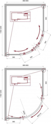 Душевой уголок BelBagno UNO-195-RH-2-120/80-C-Cr