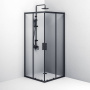 W93G-403-090BT Душевое ограждение Gem S Square Slide 90x90 стекло прозрачное, профиль Черный матовый
