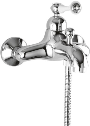 MARGOT-VM-03/24-Bi Смеситель для ванны и душа золото, ручка белая