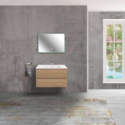 База под раковину Gio 800 подвесная, 2 выкатных ящика soft-close, N.Oak