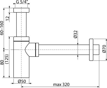 Сифон для умывальника DN32 DESIGN круглый, белый-гланец