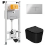 Сет: OLI 120 ECO Sanitarblock pneumatic+Панель KARISMA, хр. гл.+Унитаз Point Веста, чёрн PN41701BM