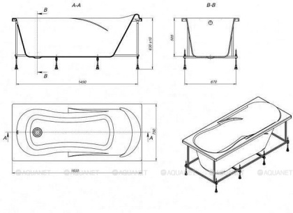 Uno акриловая ванна прямоугольная  160х75 белая