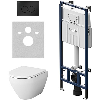 IS100138.701700 Инсталляция MasterFit с клавишей L черн мат с подвесным унитазом Spirit V2.0 FlashClean с сид м