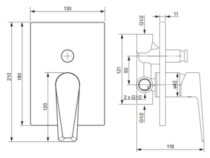 Смеситель для душа скрытого монтажа OMNIRES ASTORIA  AS5635CR (хром)