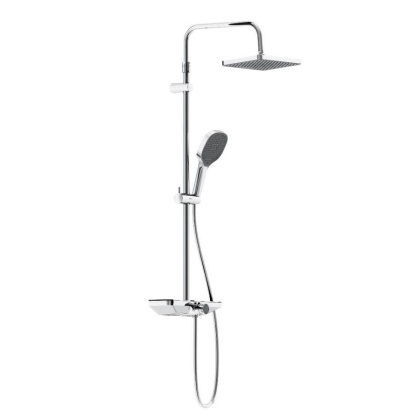 940730000 Merkur душевая система с ванно-душевым смесителем-полкой и прогрессивным картриджем, Хром 940730000 Merkur душевая система с ванно-душевым смесителем-полкой и прогрессивным картриджем, Хром