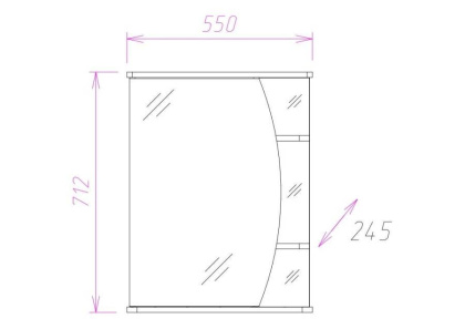 Шкаф-зеркало Onika Луна 55 белый, правый, с подсветкой